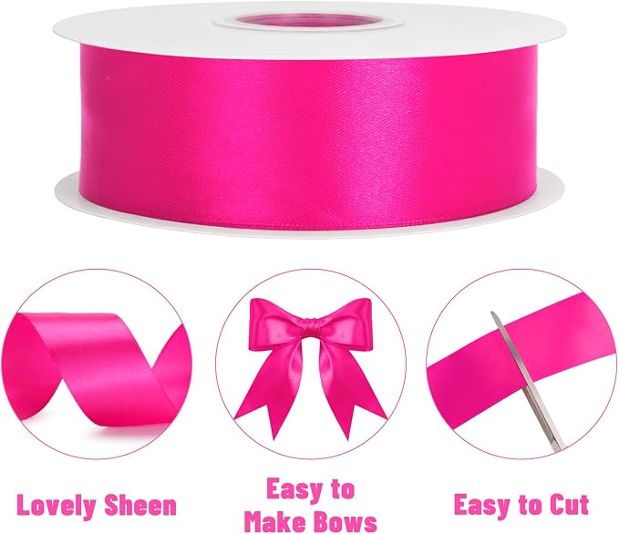 KINGLAKE Hot Pink Satin Ribbon - Image 3