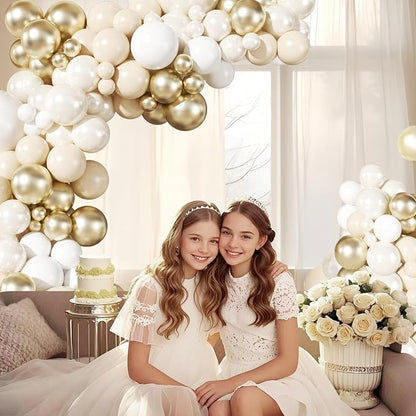 White and Gold Balloon Garland Arch Kit - Image 2