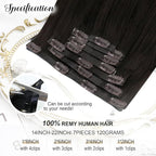 Moresoo Brown Seamless Clip in Hair Extensions Human Hair Remy Dark Brown Hair Extensions Clip ins Long Full Head Invisible 120g/7pcs 18 inch