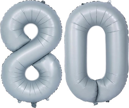 40 In Matte gray Number Balloon Helium Foil Mylar Birthday Balloon Digit 80 | by Exquisitehighqualitypartydecorationstomeetyoureveryneed%EF%BC%81