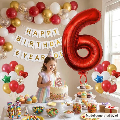 Red Number 6 Balloon 40 Inch, Foil Numeral - Image 7