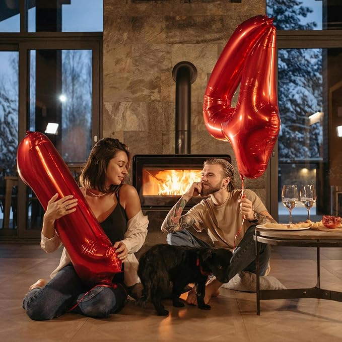 40 Inch Red Number Balloon 0-9, Large Foil Self-Sealing Number 1 Balloon - Image 4