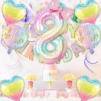 Rainbow Birthday Balloon for Bubble Party Decorations, 40 inch Large Number 6 - Image 4
