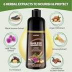 Brown Hair Dye Shampoo for 100% Gray Coverage - 3 IN 1 Hair Color Shampoo with Argan Oil & Ginseng, Ammonia & Paraben Free, Long Lasting Semi-Permanent Natural Color for Women & Men (500ml)
