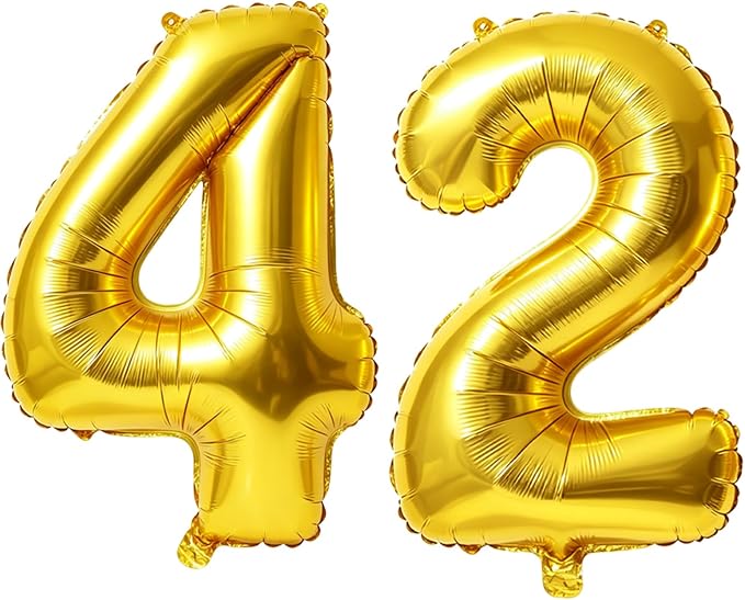 40 Inch Number 42 Balloons for 42nd Birthday Party Decorations, 0-100 Gold by FOBELEC