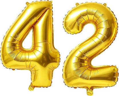 40 Inch Number 42 Balloons for 42nd Birthday Party Decorations, 0-100 Gold by FOBELEC