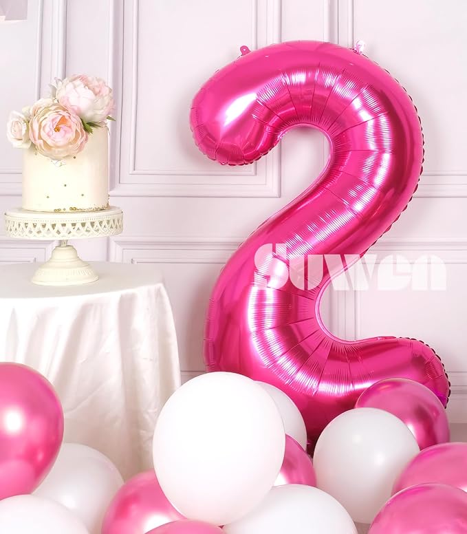 SUWEN 40 Inch Hot Pink Large 2 Number Balloons Big Foil Helium Number Balloons - Image 3