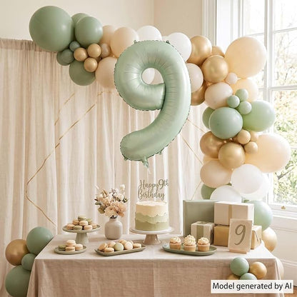 Olive Green Number 9 Balloon 40 Inch, Photo Prop - Image 7