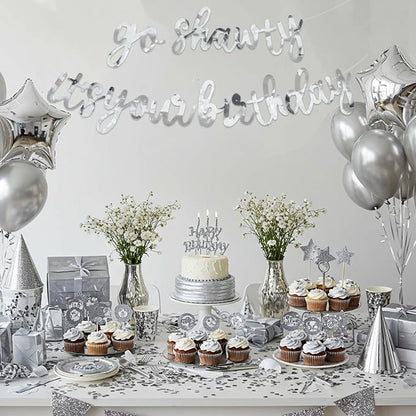 BEISHIDA Bright Silver Pre-Strung Go Shawty It's Your Birthday Banner Decor | - Image 5
