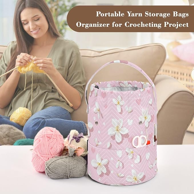 Yarn Bag Small Crochet Bag Drawstring Yarn Storage Organizer Knitting Project - Image 4