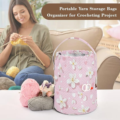 Yarn Bag Small Crochet Bag Drawstring Yarn Storage Organizer Knitting Project - Image 4