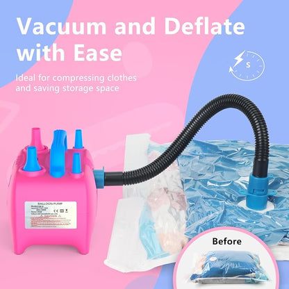 OWill Balloon Pump Electric, Portable Dual Nozzle Balloons Air Pump Electric - Image 4