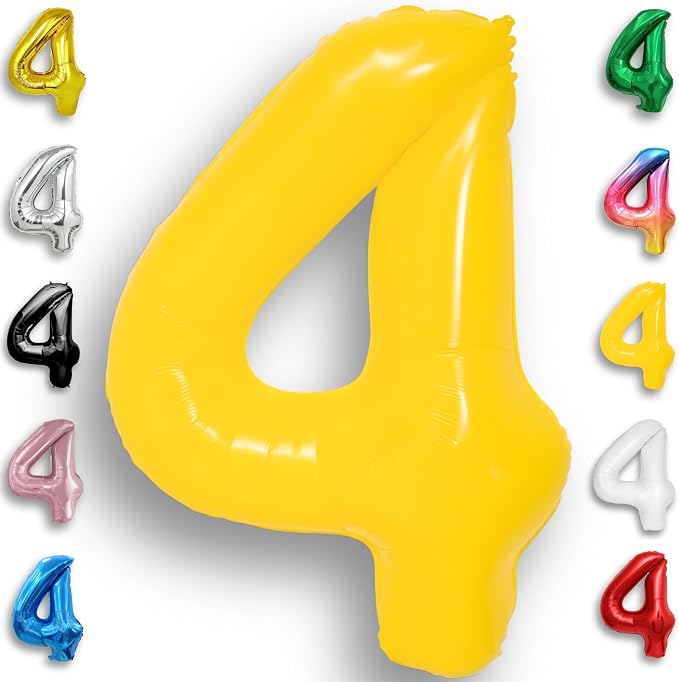 Yellow Number Balloon 4 Mylar Foil Macaron Balloons 40 inch by Unknown