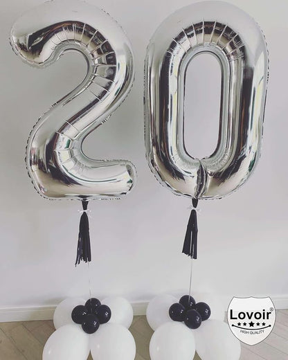 Silver 20 Number Balloons, 40 Inch Giant Number 20 Balloons Foil Mylar Helium - Image 5