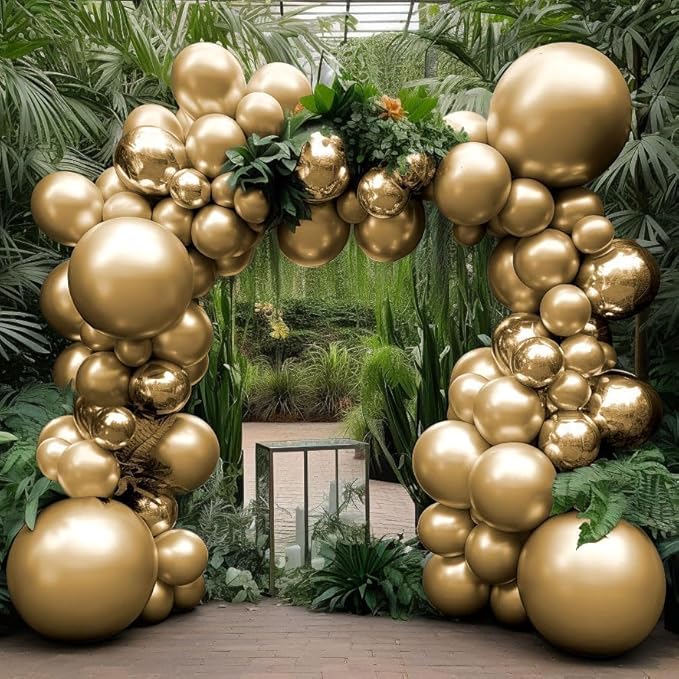 Gold Balloons Different Size 18 12 10 5in Chrome Metallic Gold Balloon Garland by Captank
