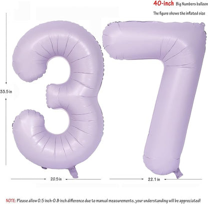 40 In Matte Purple Number Balloons Helium Foil Mylar Balloon Digital 37 | - Image 2