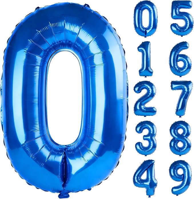 40 Inch Number 0 Balloons for Birthday Party Decorations, 0-100 Dark Blue Large by FOBELEC