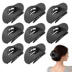 Upgraded 8 Pack French Flat Hair Clips for Women Girls, Matte Lay Flat Claw Clips, Large No-Slip Claw clips for Thick & Thin Hair, Strong Hold Styling Barrettes Accessories for Daily Styling(Black)