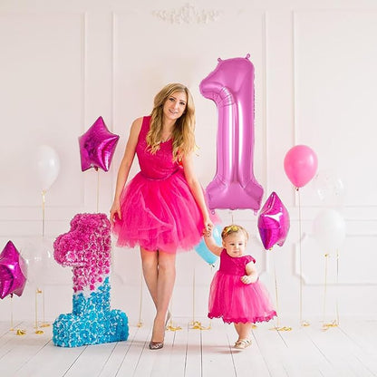 Pink Number Balloons, Large Hot pink Number 1 Balloon 40 Inch Pink 1 Balloon - Image 3