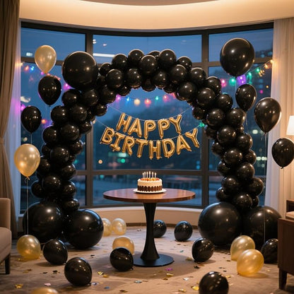Black Balloons Party Decorations 10 Pack 36 inch Round Halloween Latex Balloons - Image 8