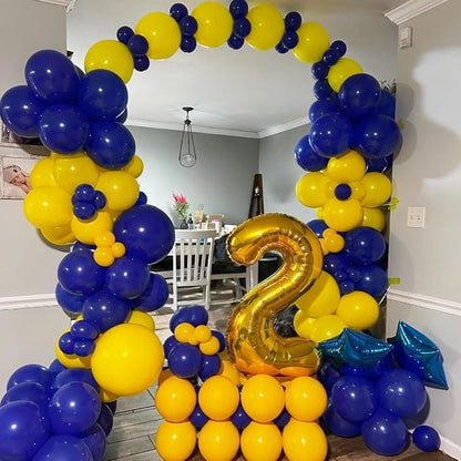 Isndare Navy Blue Yellow White Balloons, 12 Inch Navy Yellow Party Dark Yellow - Image 8