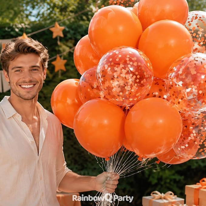RainbowQ Orange Balloons 55Pcs 12 Inch Confetti Latex Helium Party Balloon | - Image 5