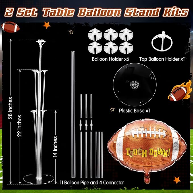 Sumind 2 Set Football Table Centerpiece Balloon Stand Kit Football Foil - Image 3