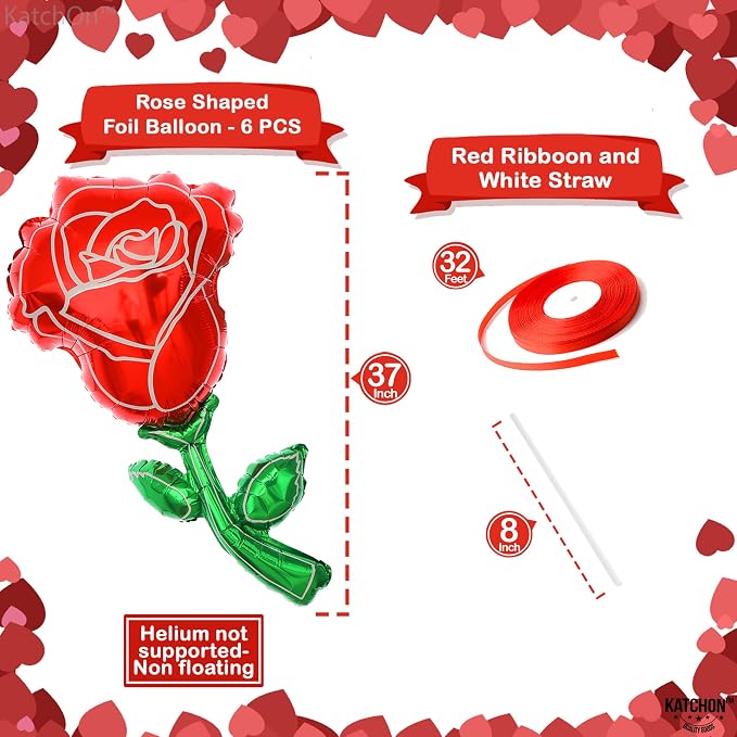 KatchOn, Giant Red Rose Balloons - Image 2