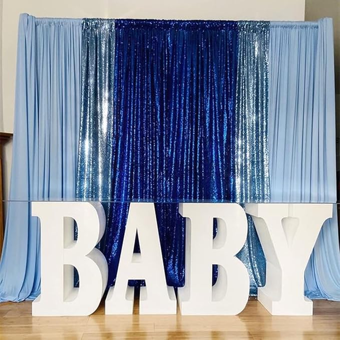 Baby Blue Sequin Backdrop 2 Panels 2FTx8FT Glitter Party Backdrop Curtains | - Image 4