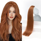 Sunny Hair Tape in Hair Extensions Real Human Hair Invisible Remy Hair Extensions Tape ins for Women Copper Red 24 inch 20Pcs 50G