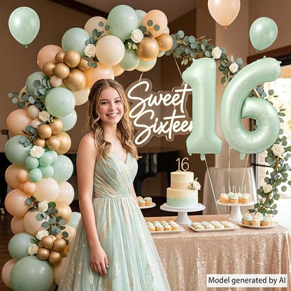 Olive Green Number 16 Balloon 40 Inch, Botanical Decor - Image 6
