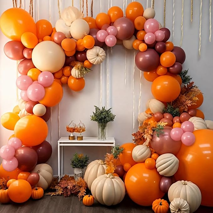 HILAVO Fall Balloons, 12 Inch Thanksgiving Balloons Dusty Pink Orange Burgundy - Image 5