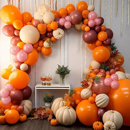 HILAVO Fall Balloons, 12 Inch Thanksgiving Balloons Dusty Pink Orange Burgundy - Image 5