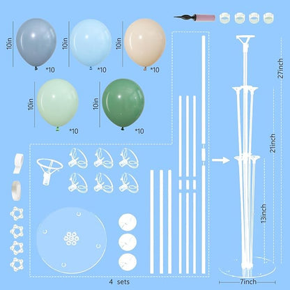 4 Sets Sage Green Dusty Blue Balloons Stand - Image 3