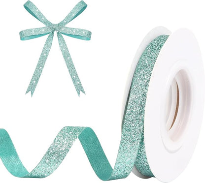 Teal Blue Metallic Glitter Ribbon by HISWAN
