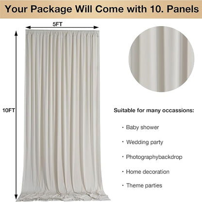 50ftx10ft Wrinkle Free Beige Backdrop Curtains - Image 5