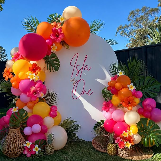 HILAVO Pink Orange Yellow Balloons, 12 Inch Hot Pink Orange Yellow and Gold - Image 4