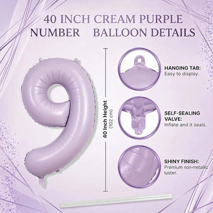 Cream Purple Number 19 Balloon 40 Inch, Foil Digits - Image 4