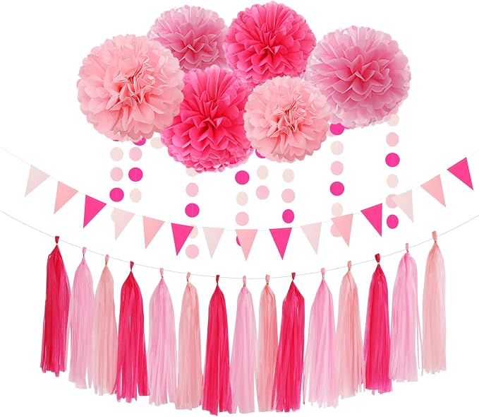 Galentines Valentines-Day Hot-Pink Party-Decorations by OURUOLA