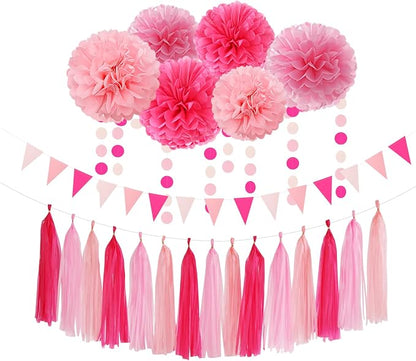 Galentines Valentines-Day Hot-Pink Party-Decorations by OURUOLA
