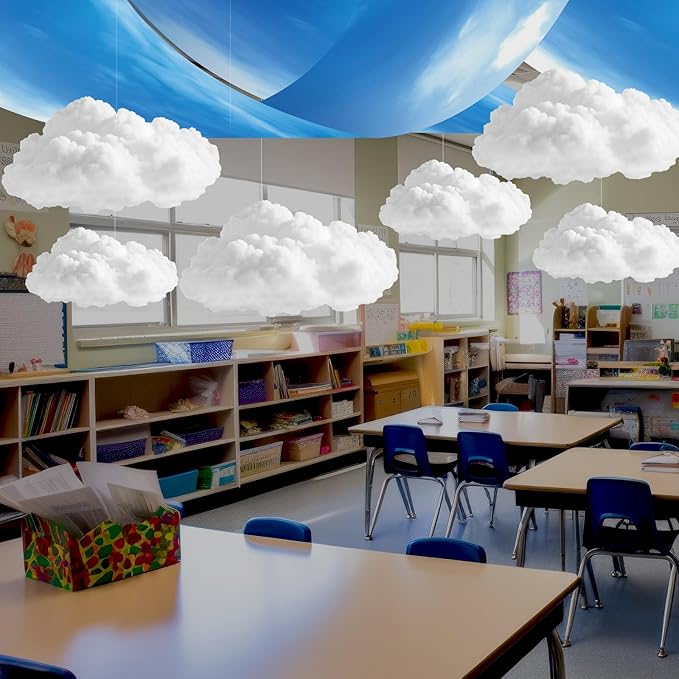 VioraWhite 13 Pcs Blue Sky White Cloud Ceiling Decor Include 12 x 2 ft - Image 5