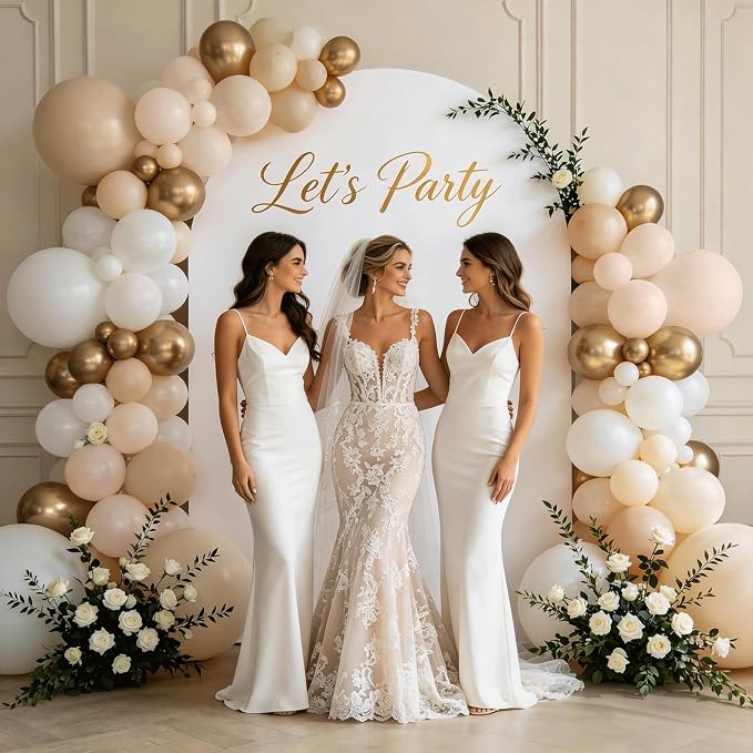 White and Gold Balloon Arch Kit - Image 5