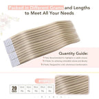 Sindra Invisi Edge Tape in Hair Extensions Human Hair Dirty Blonde Highlighted Bleach Blonde 55g Injected Tape-ins Straight Seamless Invisible Extensions 20 Inch 20pcs