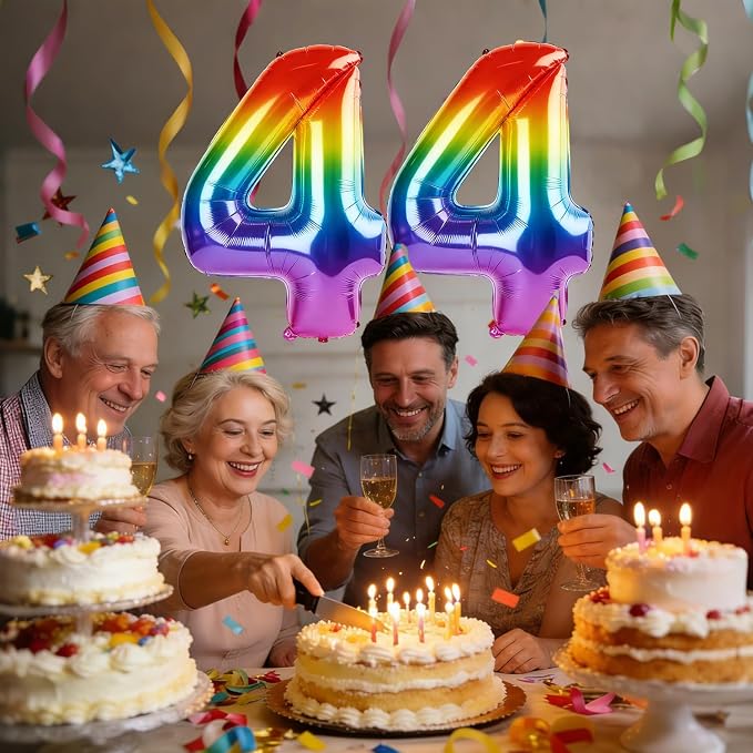 40 Inch Number 44 Balloons for 44th Birthday Party Decorations, 0-100 Rainbow - Image 2