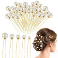 NEBURORA 36 Pcs Wedding Pearl Hair Pins U Shape Pearl Hair Accessory for Brides Bridesmaids Women Gold