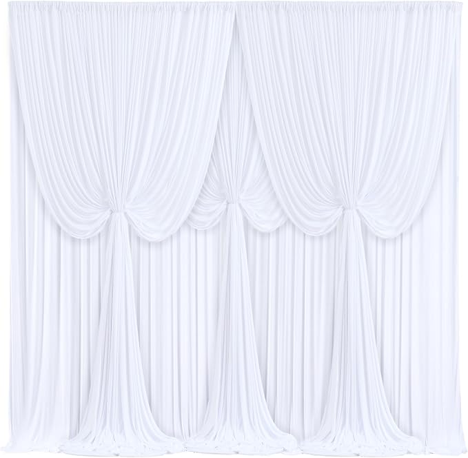 4 Panels White Backdrop Curtains by Tao-GePartyDecorations