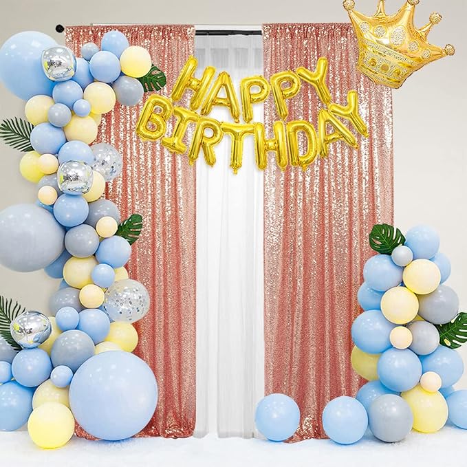 PartyDelight Rose Gold Sequin Backdrop Curtains 2x8ft 2 Panels | Sparkly 3mm - Image 8