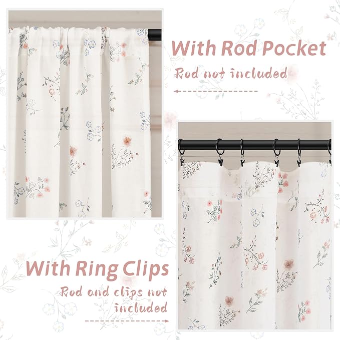 Sheer Floral Curtains for Living Room Bedroom, Vintage Farmhouse Rustic - Image 5