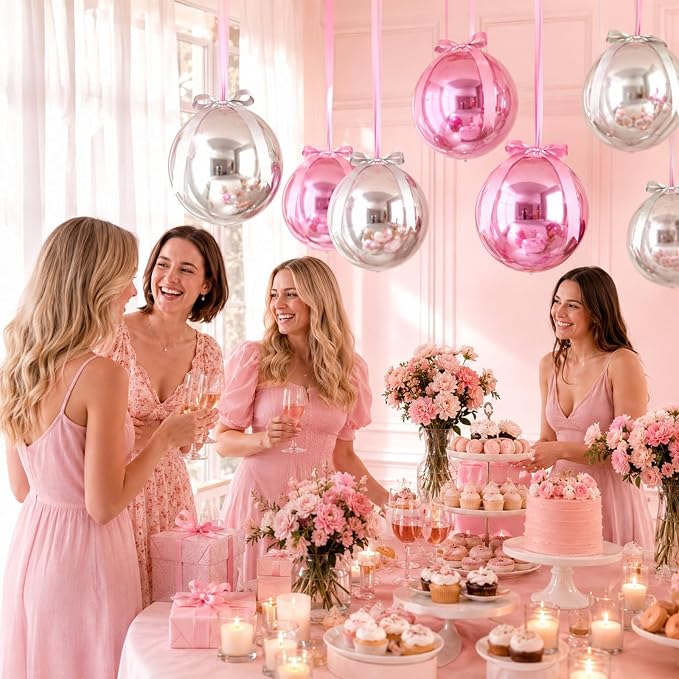 Pink and Silver Round Foil Balloons - Image 6