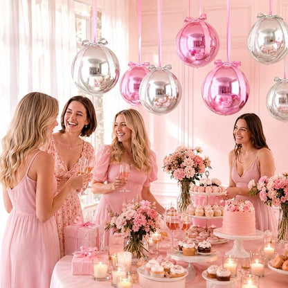 Pink and Silver Round Foil Balloons - Image 6